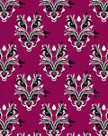 Plum Black and White Floral Damask Rug