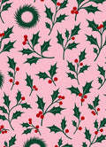 Pink Holly Berry Sprig Wreath Rug