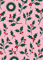 Pink Holly Berry Sprig Wreath Rug