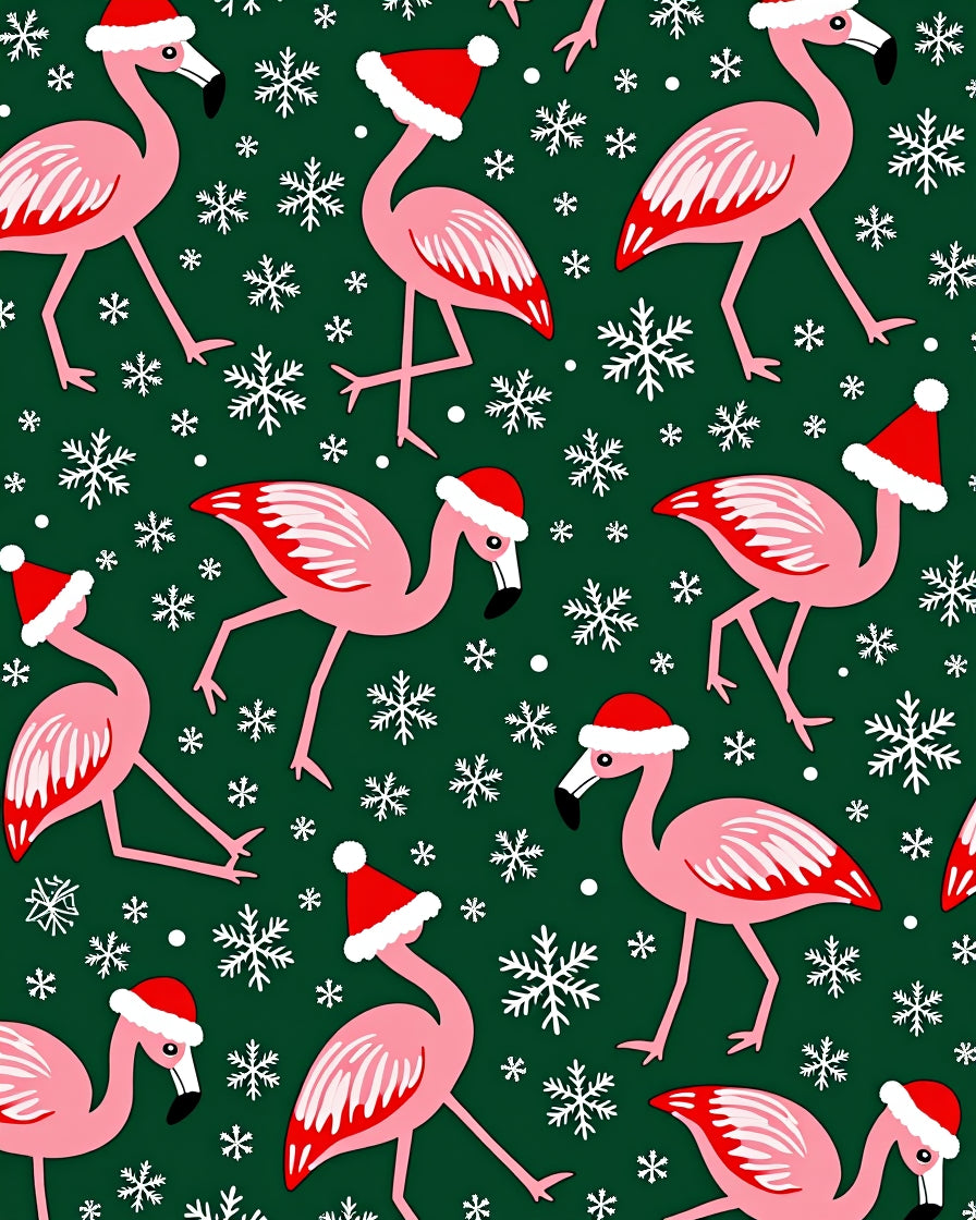 Pink Flamingo Snowflakes Christmas Rug