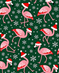 Pink Flamingo Snowflakes Christmas Rug