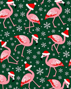 Pink Flamingo Snowflakes Christmas Rug