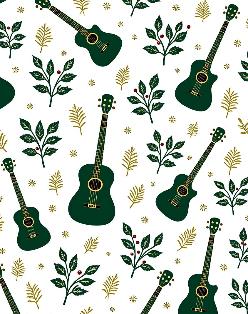 Green Guitar Foliage Starburst Rag Rug