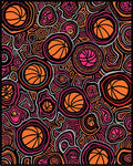 Colorful Basketball Circles Abstract Art Rug