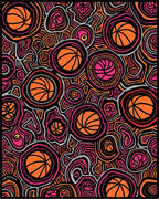 Colorful Basketball Circles Abstract Art Rug