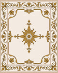 Ornate Gold Floral Medallion Cream Rug