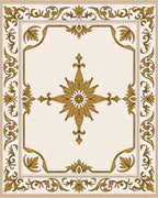Ornate Gold Floral Medallion Cream Rug
