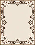 Ornate Cream Brown Scrollwork Border Rug