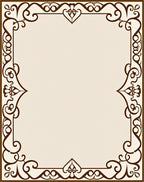 Ornate Cream Brown Scrollwork Border Rug