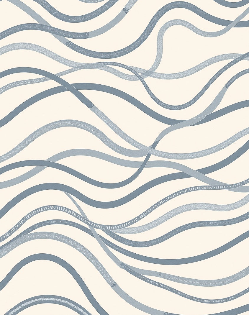 Serene Blue Flowing Waves Rug