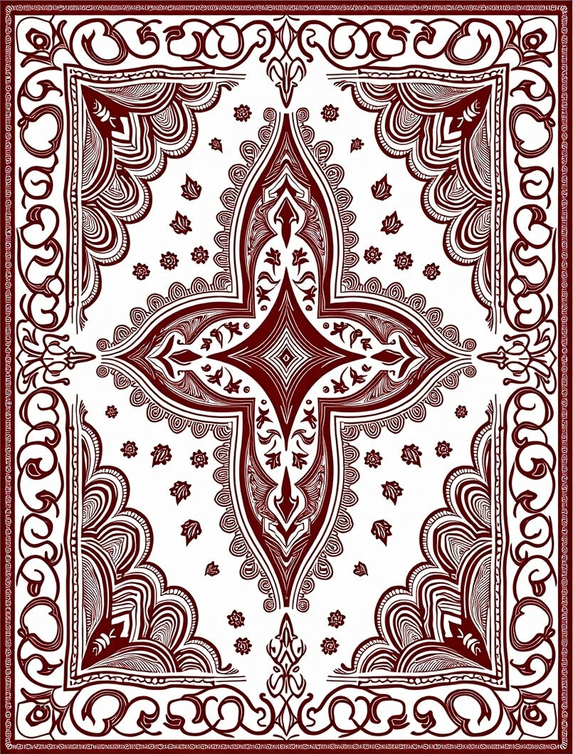 Rich Crimson Intricate Mandala Harmony Rug