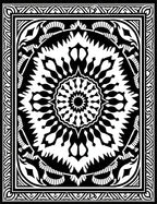 Bold Black Radiant Medallion Art Rug
