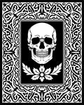 Monochromatic Skull Floral Border Rug