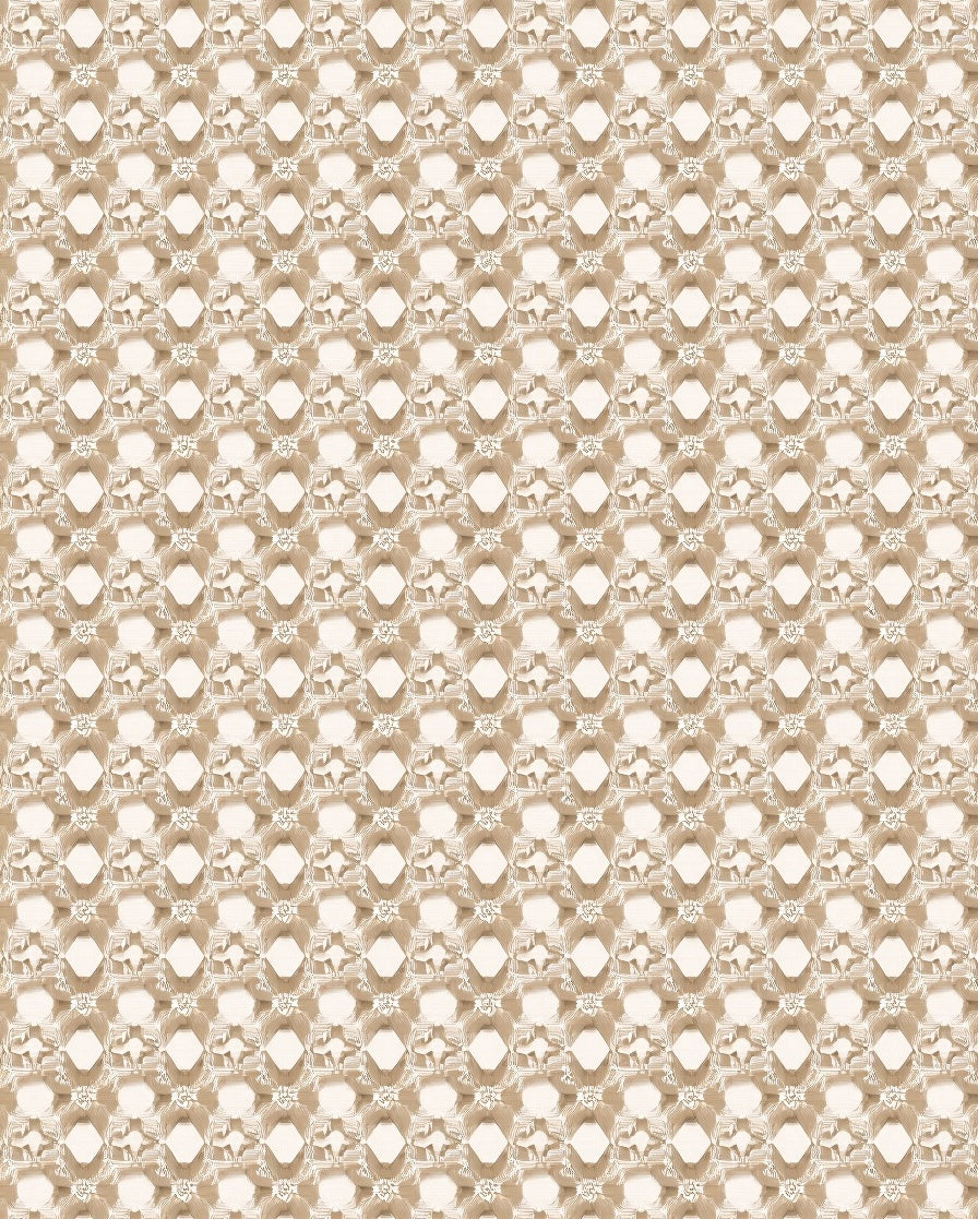 Tan Woven Lattice Medallion Rug