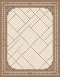 Subtle Beige Linear Geometric Border Rug