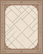Subtle Beige Linear Geometric Border Rug