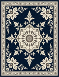 Elaborate Navy Floral Bloom Rug
