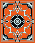 Vivid Orange Geometric Floral Medallion Rug