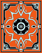 Vivid Orange Geometric Floral Medallion Rug