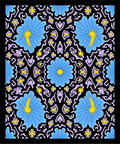 Blue Yellow Floral Black Symmetry Rug