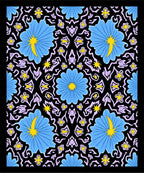 Blue Yellow Floral Black Symmetry Rug