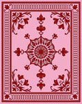 Crimson Floral Medallion Pink Rug