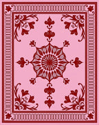Crimson Floral Medallion Pink Rug