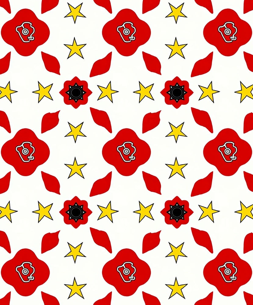 Red Poppy Yellow Star Radiance Rug