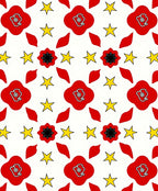 Red Poppy Yellow Star Radiance Rug