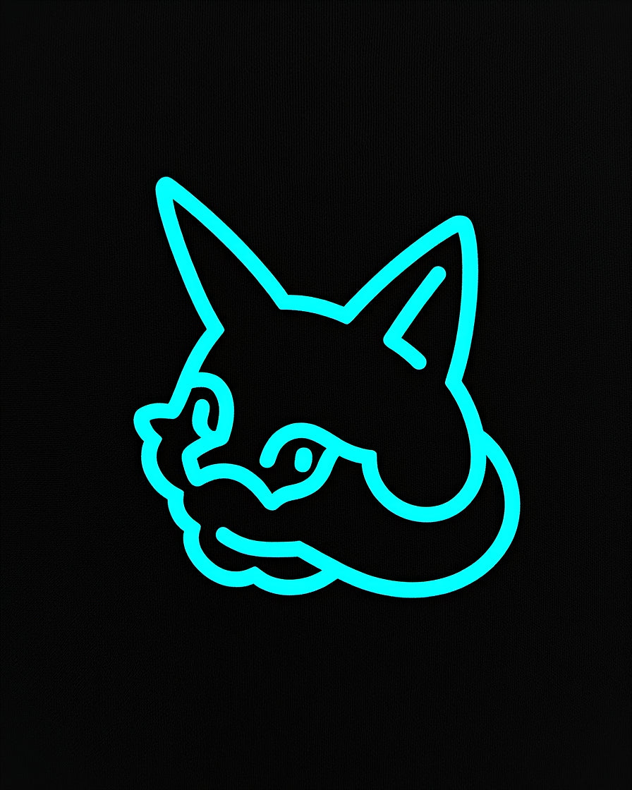 Bright Cyan Fox Silhouette Outline Rug