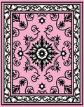 Soft Pink Black Floral Medallion Rug