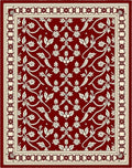 Crimson Cream Floral Vine Border Rug