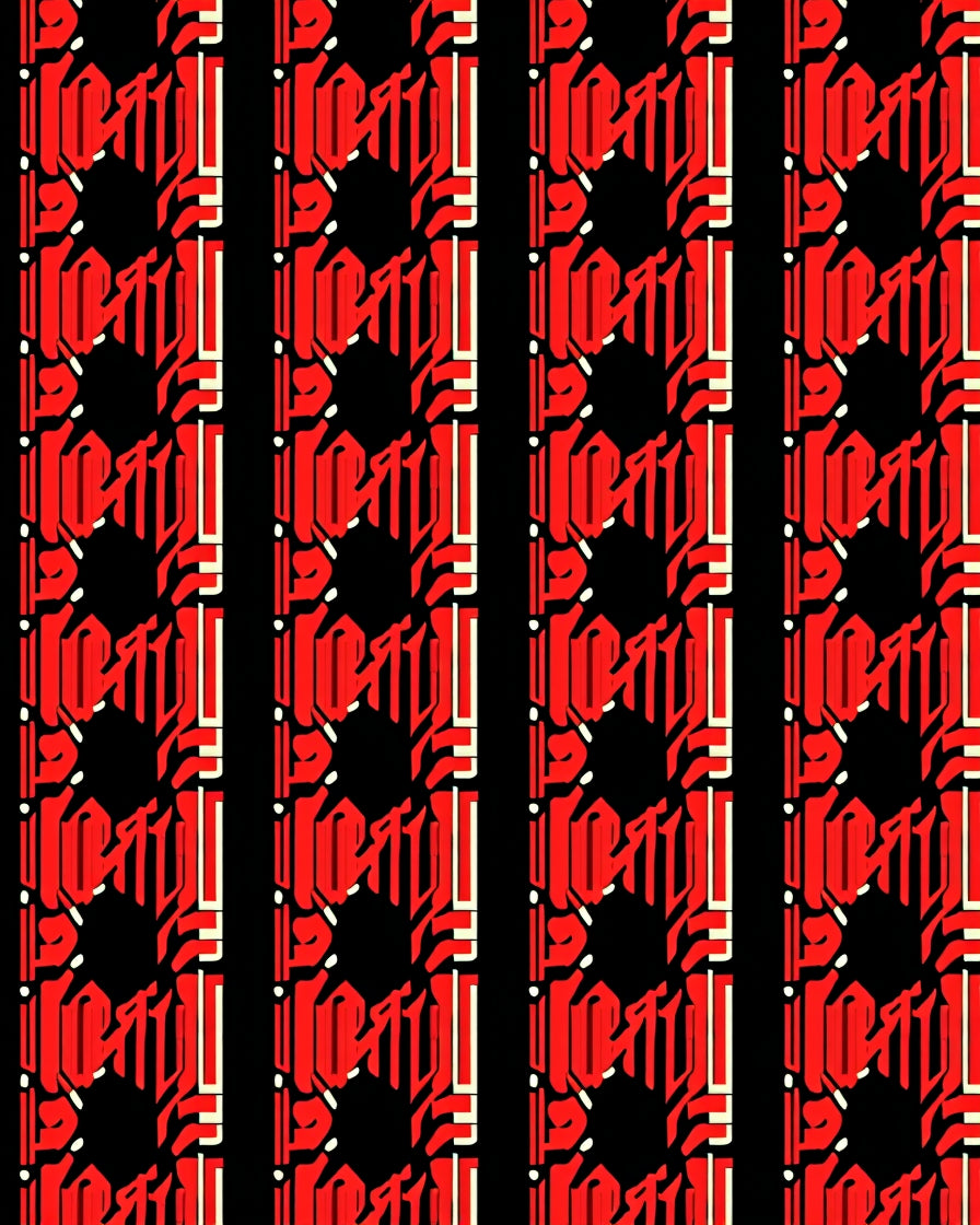 Bold Red Black Geometric Octagon Rug