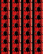 Bold Red Black Geometric Octagon Rug