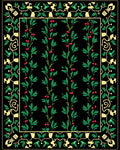 Vibrant Black Botanical Berry Vine Rug