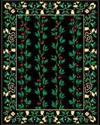 Vibrant Black Botanical Berry Vine Rug