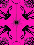 Vibrant Pink Black Celestial Flower Radiance Rug