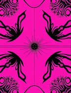 Vibrant Pink Black Celestial Flower Radiance Rug