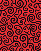 Bold Red Swirling Ribbon Rug