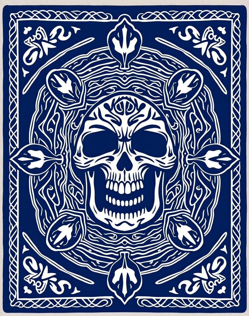 Bold Indigo Skull Mandala Rug
