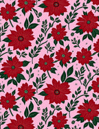 Bold Red Floral Garden with Leaves Rug