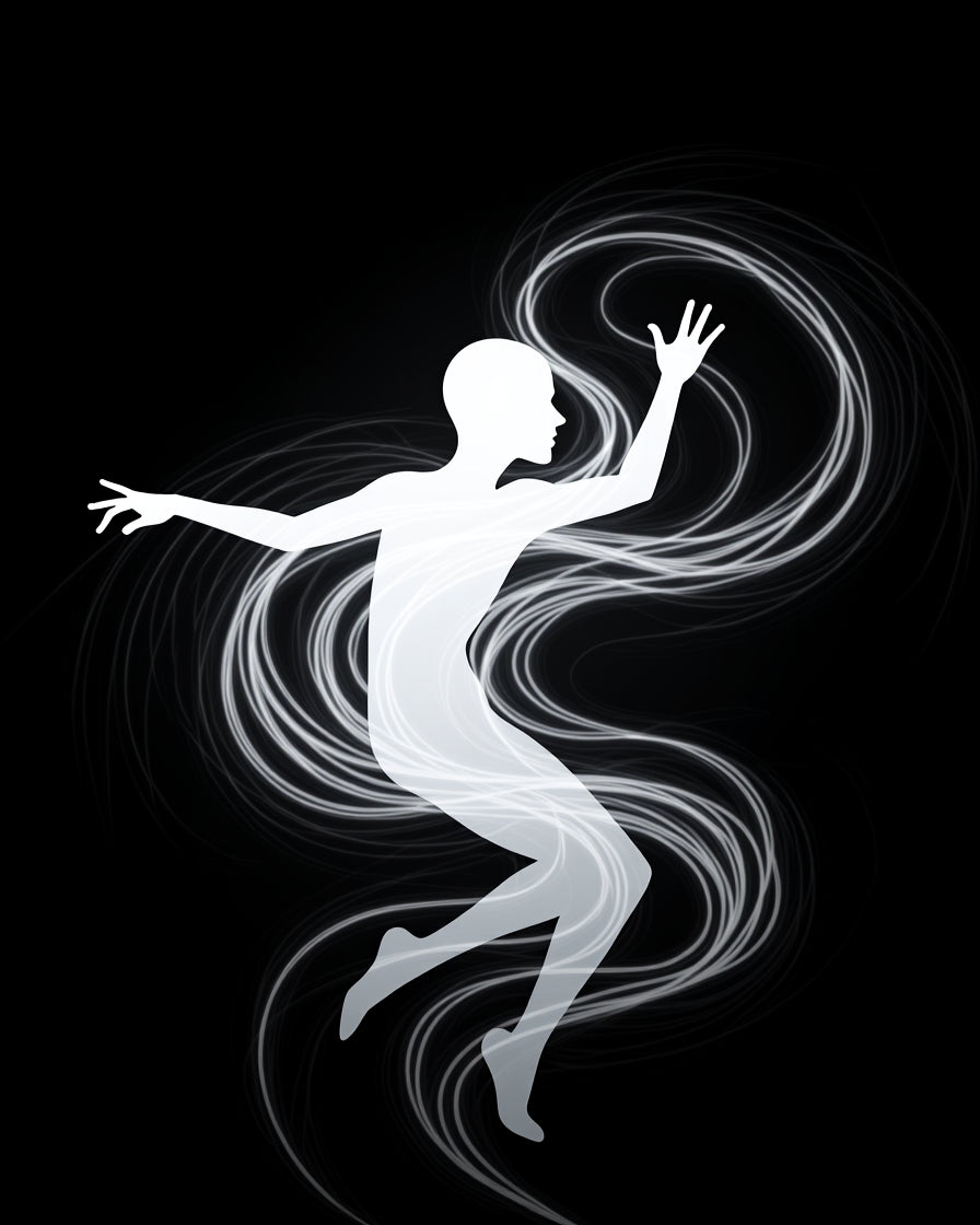 Dynamic White Silhouette Swirl Rug