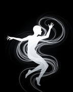 Dynamic White Silhouette Swirl Rug