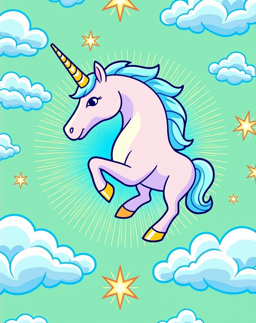 Whimsical Pink Unicorn Cloud Nine Rug