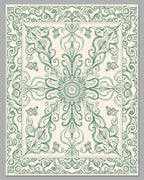 Classic Teal Scrollwork Medallion Rug