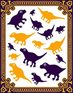 Purple Gold Dinosaur Scatter Rug