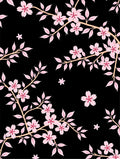 Pink Cherry Blossom Branches Black Rug