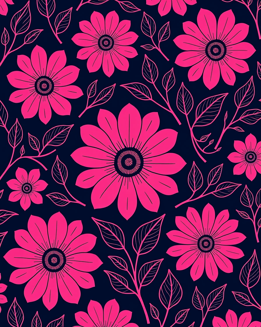 Hot Pink Daisy Vine Repeat Rug