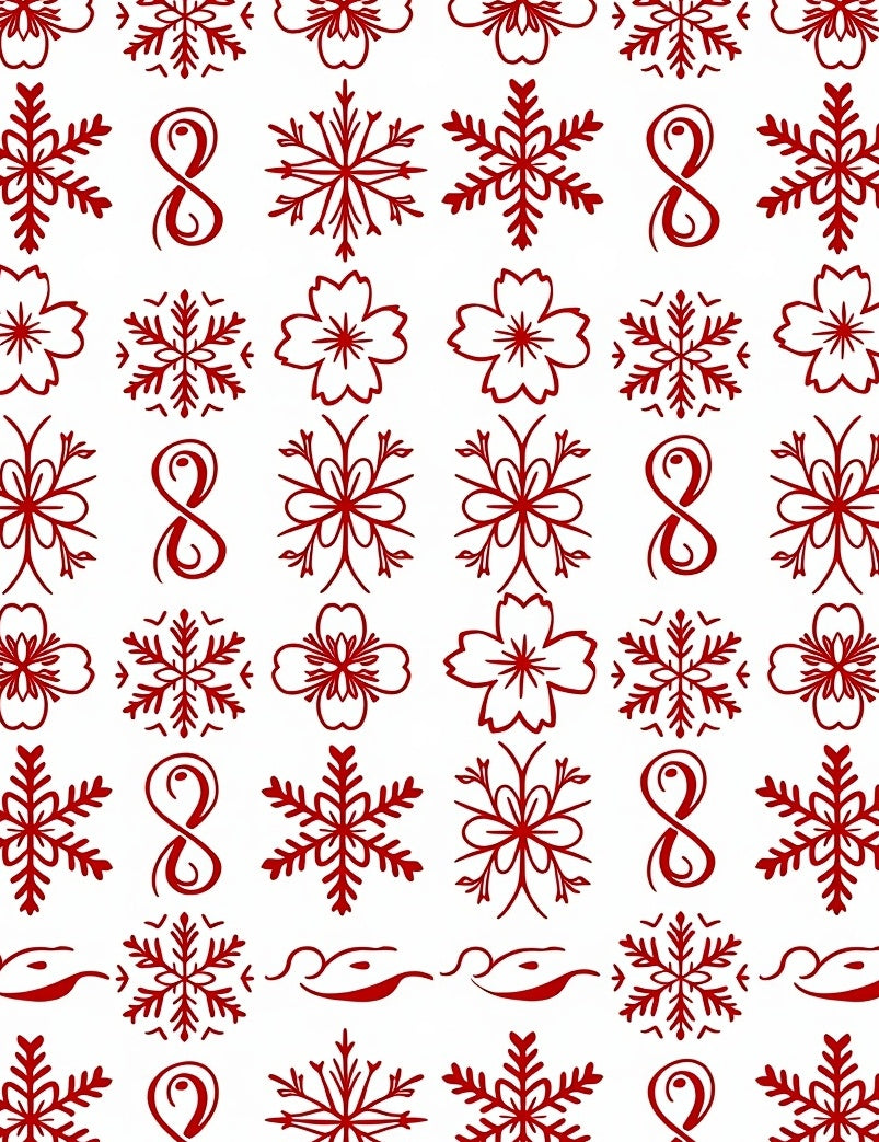 Red Snowflake Floral Symmetry Rug