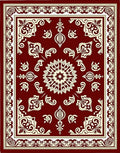 Crimson Cream Floral Medallion Border Rug